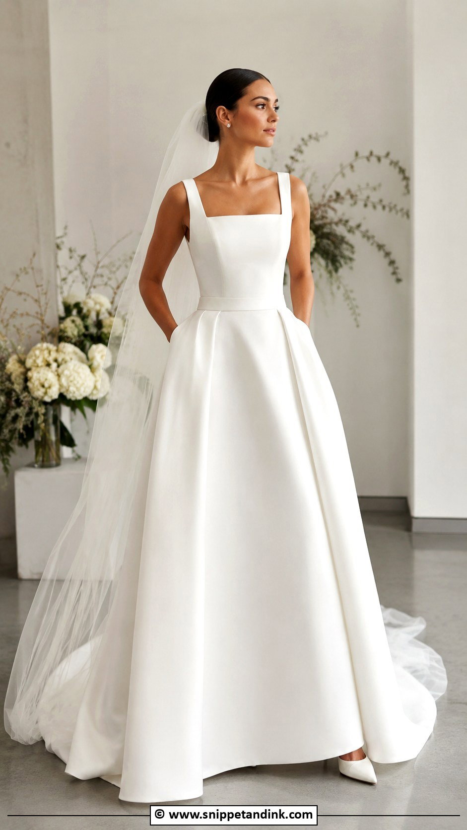 Modern Square Neck Wedding Dress - Snippet and Ink - 30 Wedding Dress Aesthetic Ideas