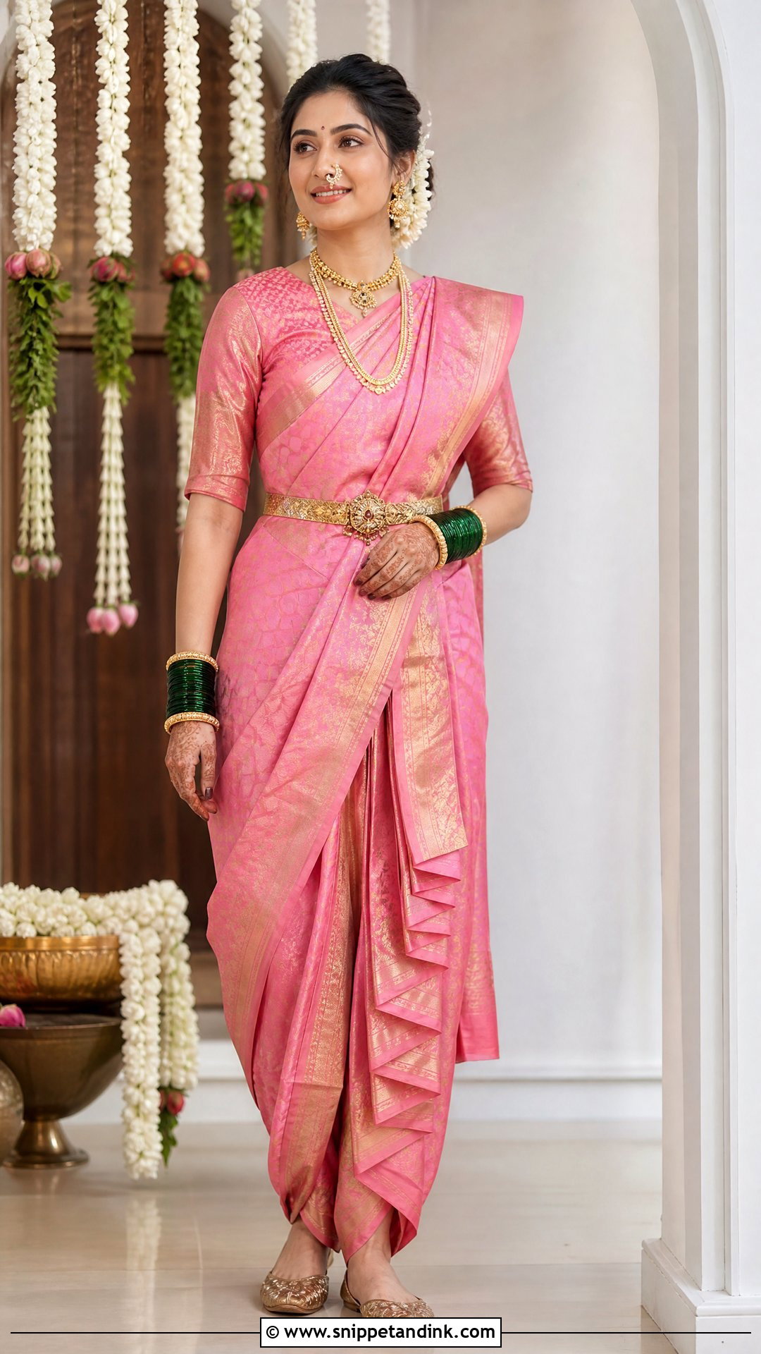 Modern Stitched Nauwari Bride Look - Snippet and Ink - 25 Nauwari Bride Look Ideas