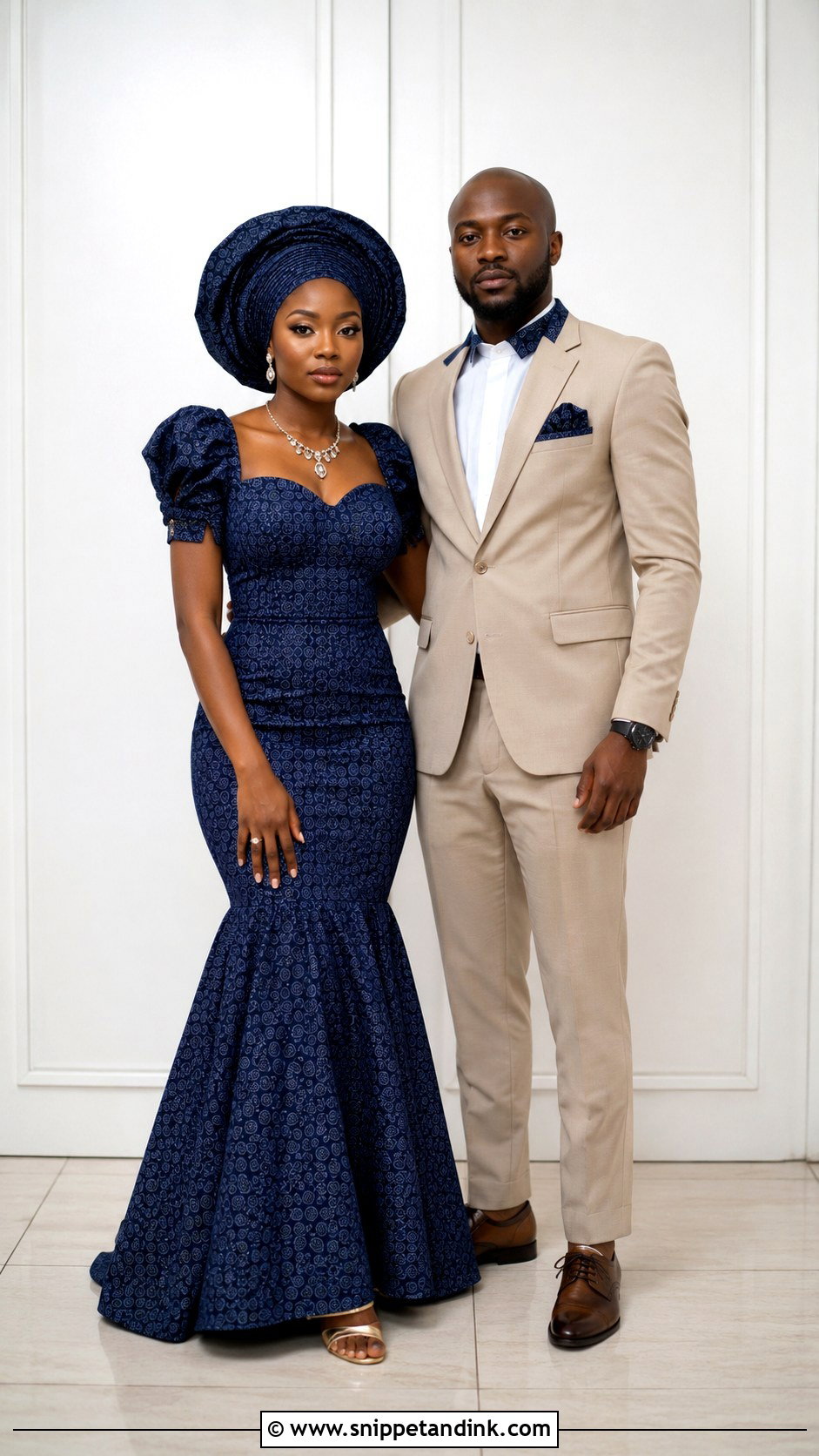 Modern Suit And Traditional Dress Outfit - Snippet and Ink - 25 Lobola Outfits for Couples