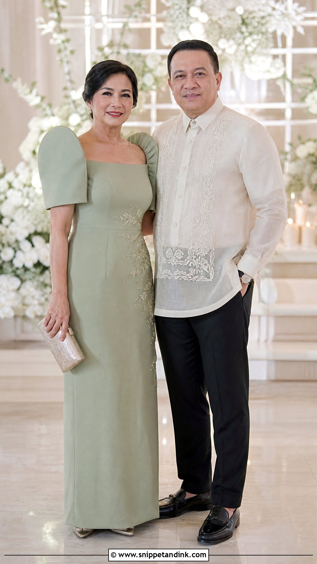 Modern Terno Gown and Pia Barong - Snippet and Ink - 20 Principal Sponsors Wedding Attire Ideas