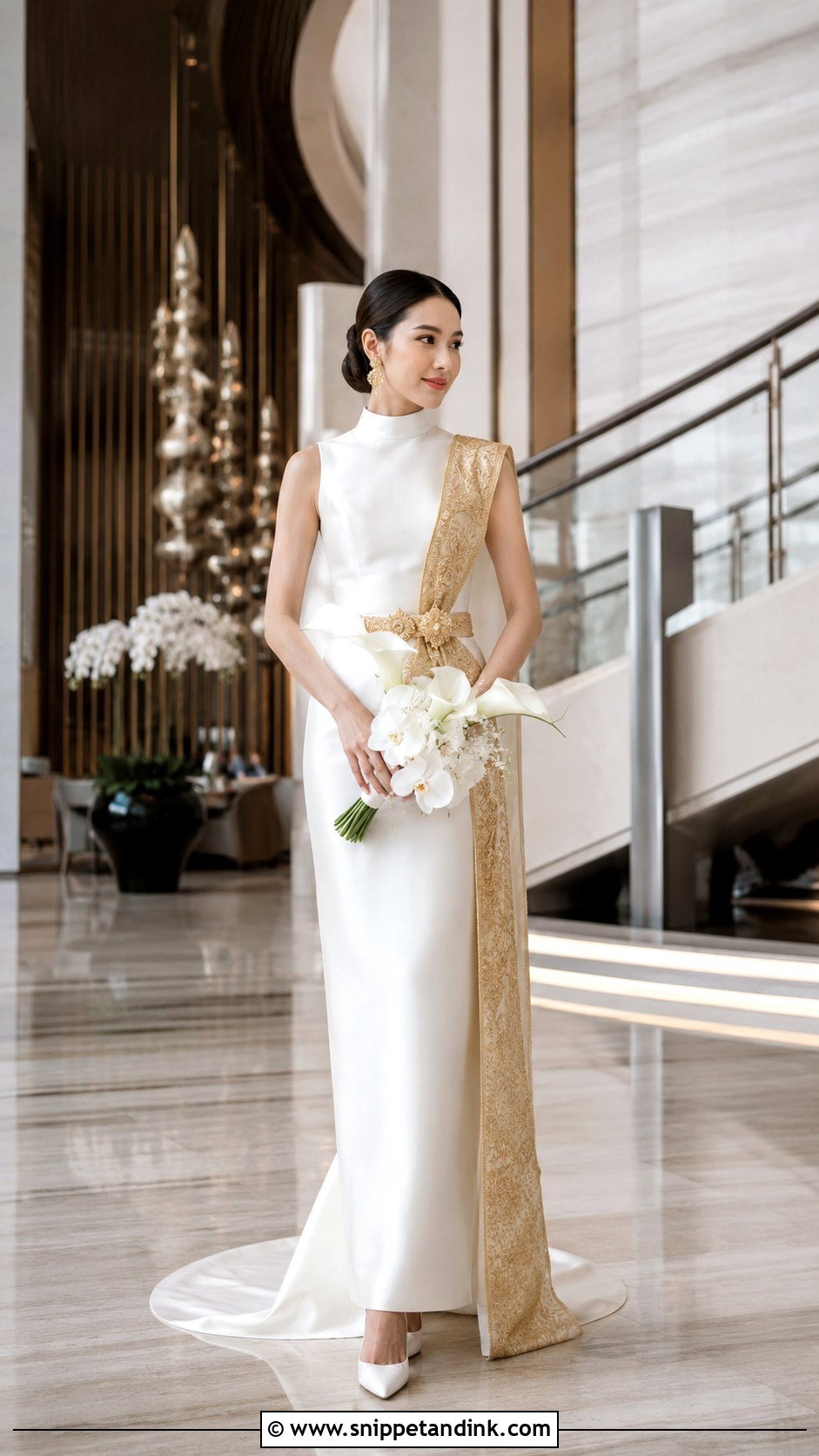 Modern Thai Silk Column Wedding Dress - Snippet and Ink - 20 Thailand Wedding Dress Ideas