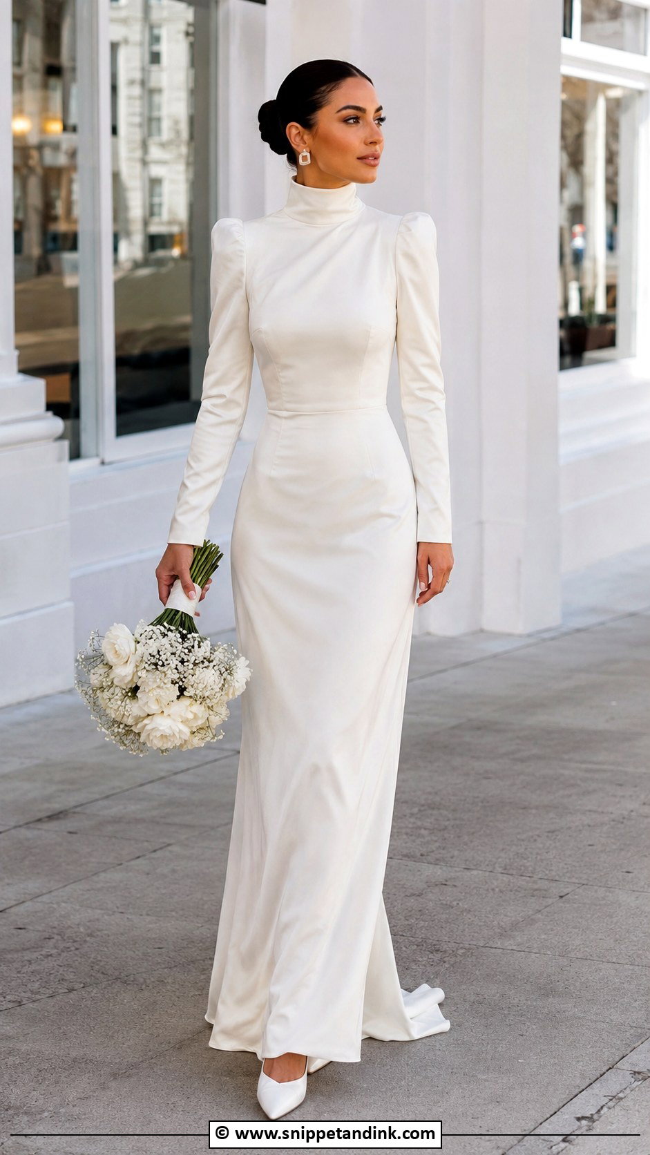 Modern Turtleneck Wedding Dress - Snippet and Ink - 25 Turtle Neck Wedding Dress Ideas