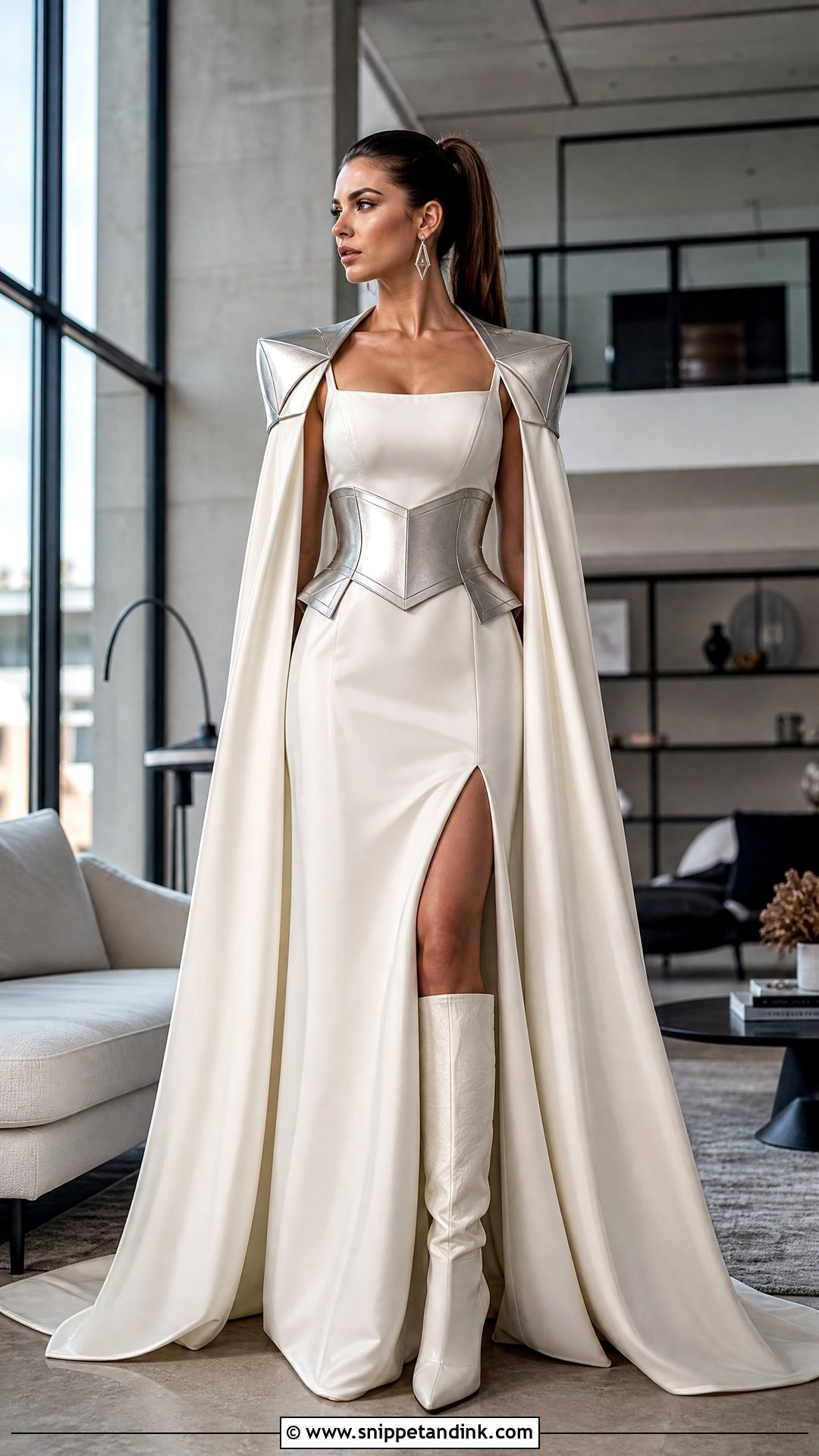Modern Warrior Wedding Dress With Detachable Armor - Snippet and Ink - 20 Warrior Wedding Dress Ideas