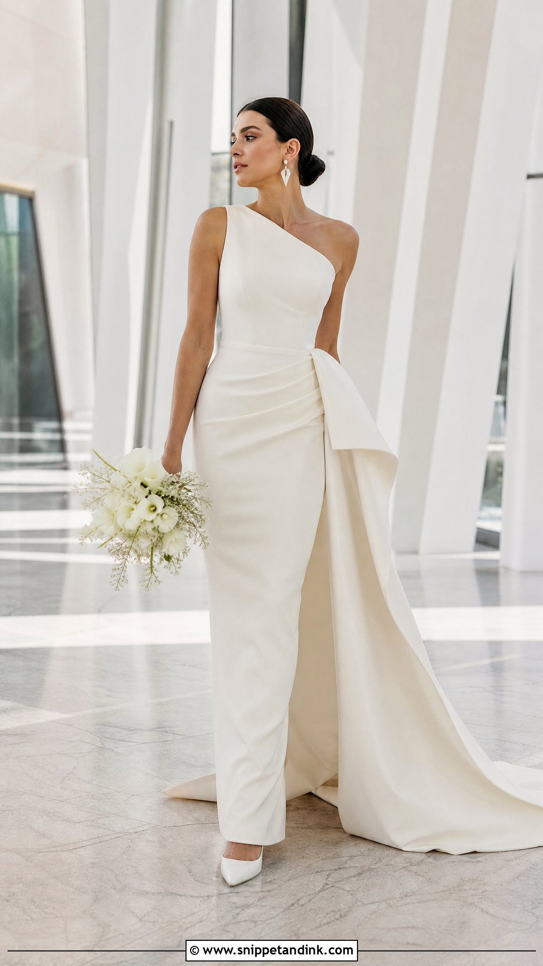 Modern Wedding Dress With Asymmetrical Train Extension - Snippet and Ink - 20 Wedding Dresses with Extension