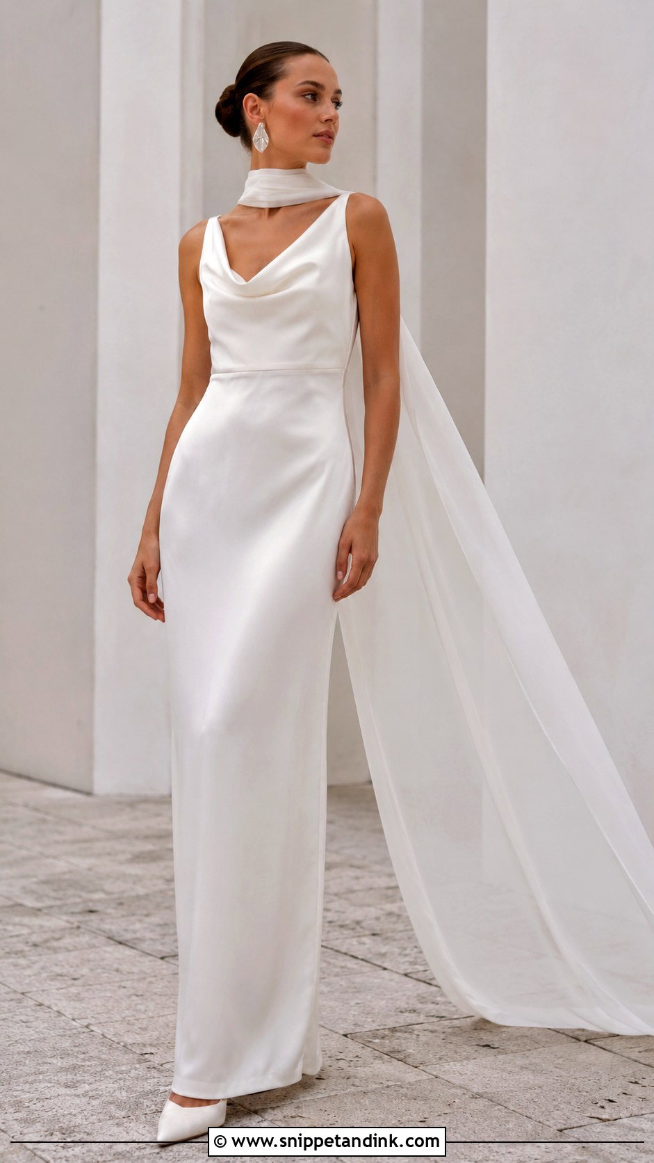 Modern Wedding Dress With Detachable Bridal Scarf - Snippet and Ink - 25 Two in One Wedding Dress Ideas