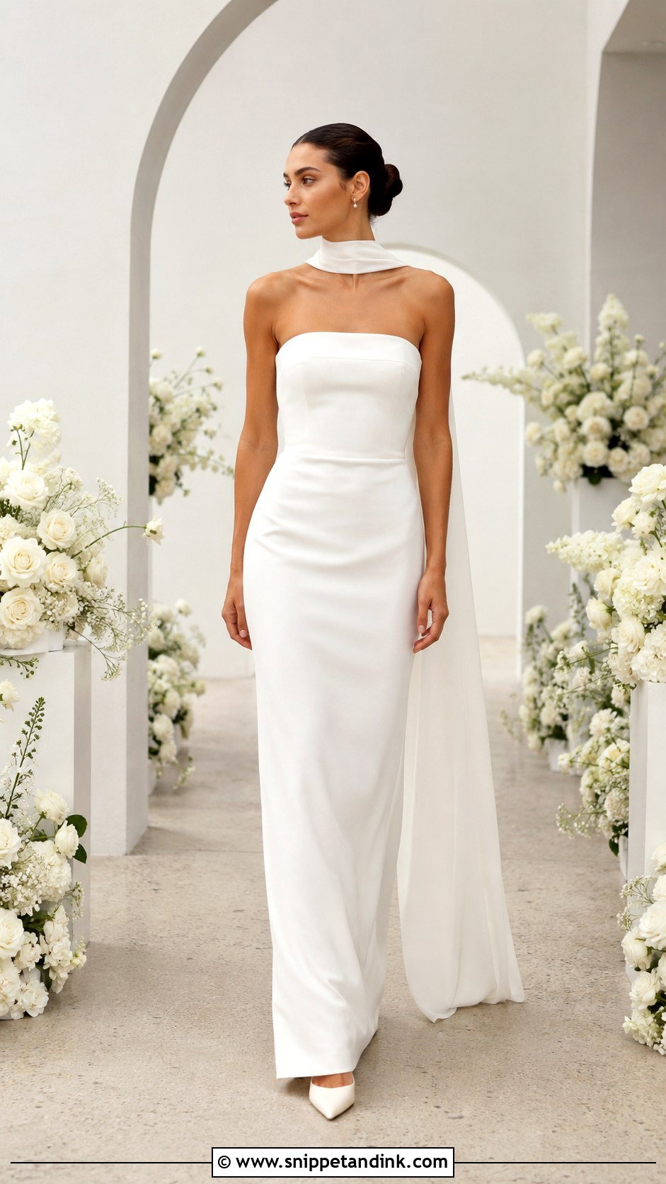 Modern Wedding Dress With Detachable Neck Scarf - Snippet and Ink - 25 2 in 1 Convertible Wedding Dresses