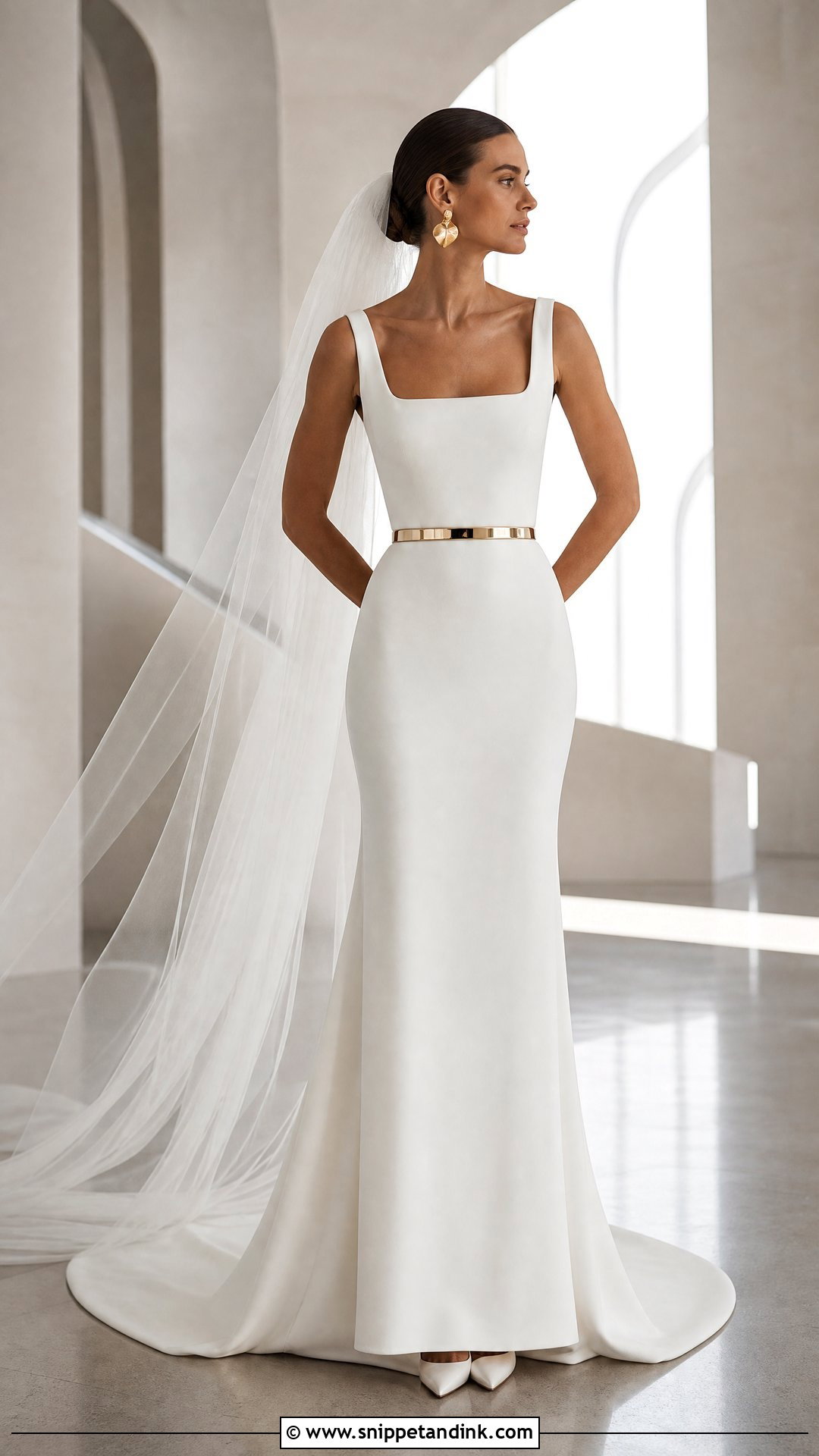 Modern Wedding Dress with Metallic Belt - Snippet and Ink - 20 Wedding Dress with Belt Ideas