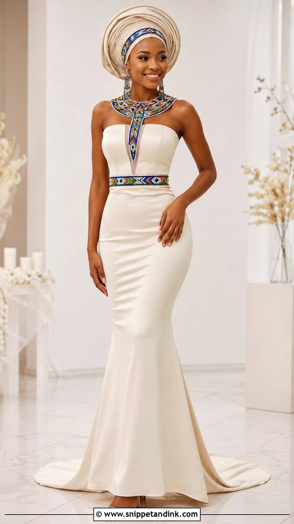 Modern Xhosa Wedding Dress With Beads - Snippet and Ink - 25 Xhosa Wedding Dresses