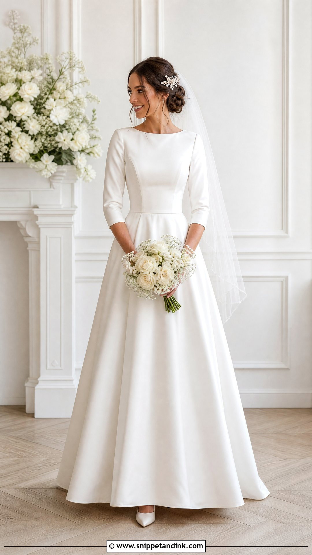 Modest A Line Bridal Dress With Sleeves - Snippet and Ink - 25 Modest Bridal Dresses