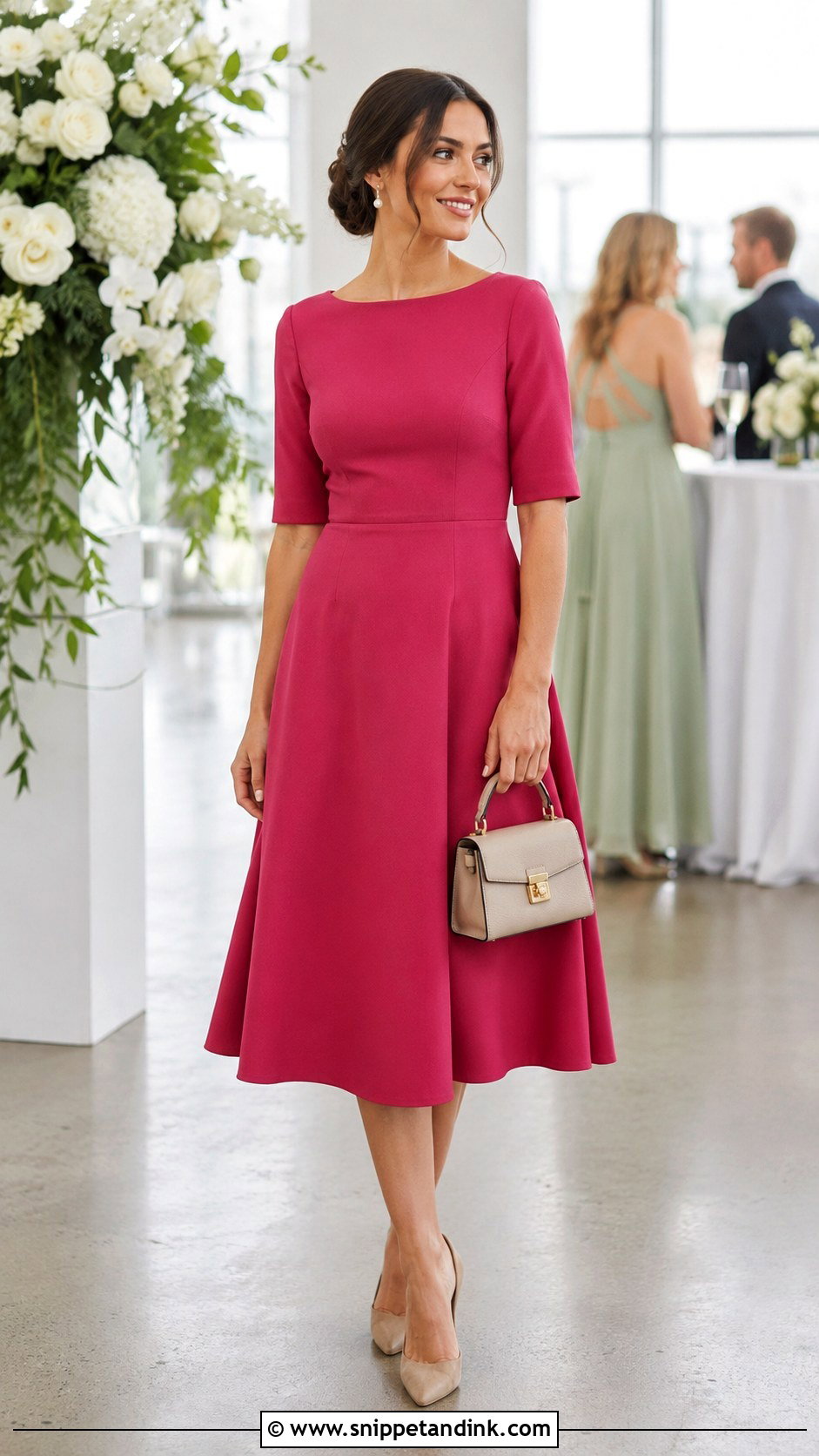 Modest A Line Midi Dress for Wedding - Snippet and Ink - 20 Modest Dresses for Wedding