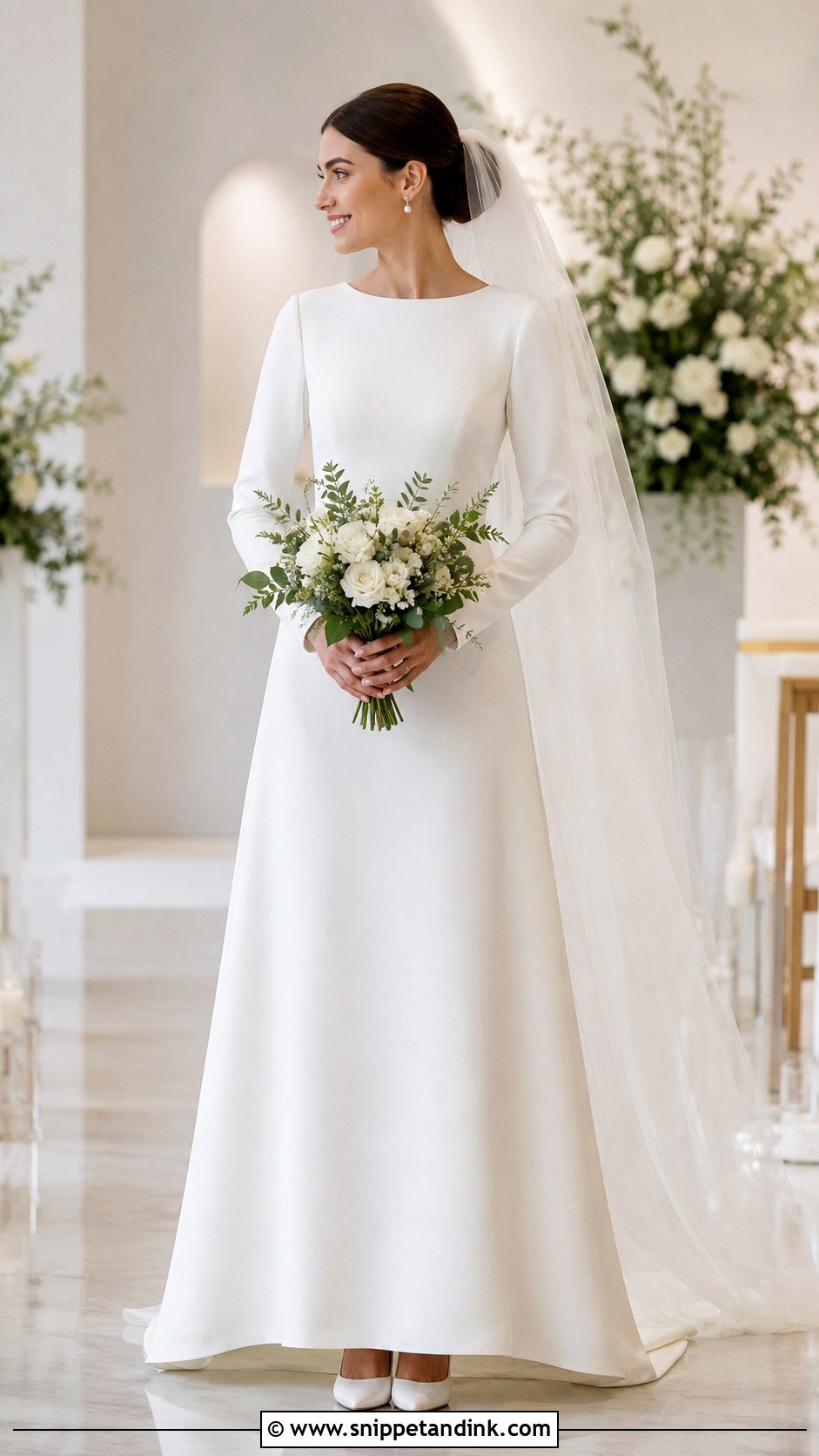 Modest A Line Minimalist Bridal Gown - Snippet and Ink - 20 Minimalist Bridal Gown Ideas