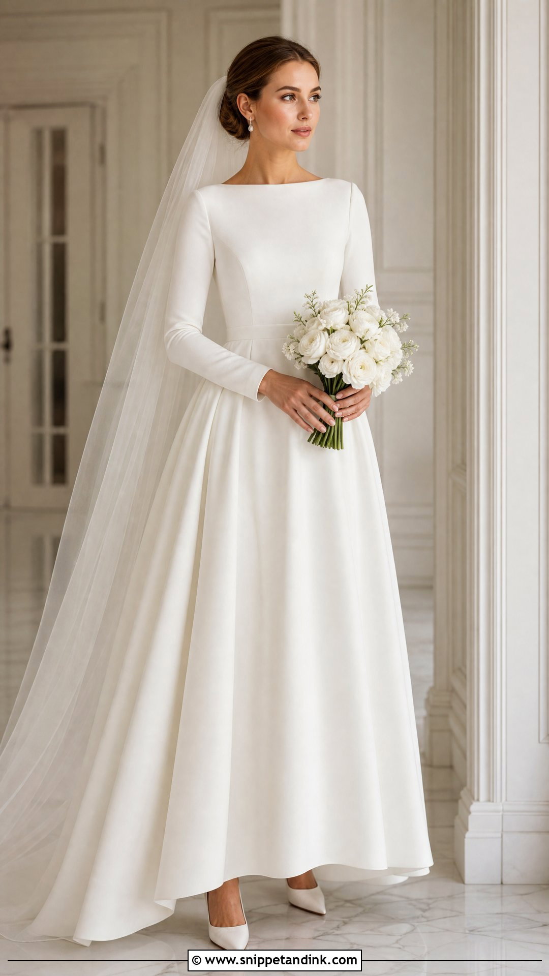 Modest A Line Wedding Dress With Full Sleeves - Snippet and Ink - 25 Aline Wedding Dress with Sleeves