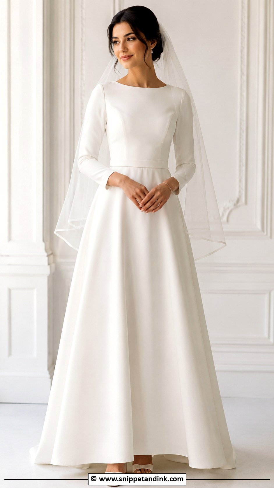 Modest A Line Wedding Dress With Sleeves - Snippet and Ink - 30 Modest Wedding Dress Ideas