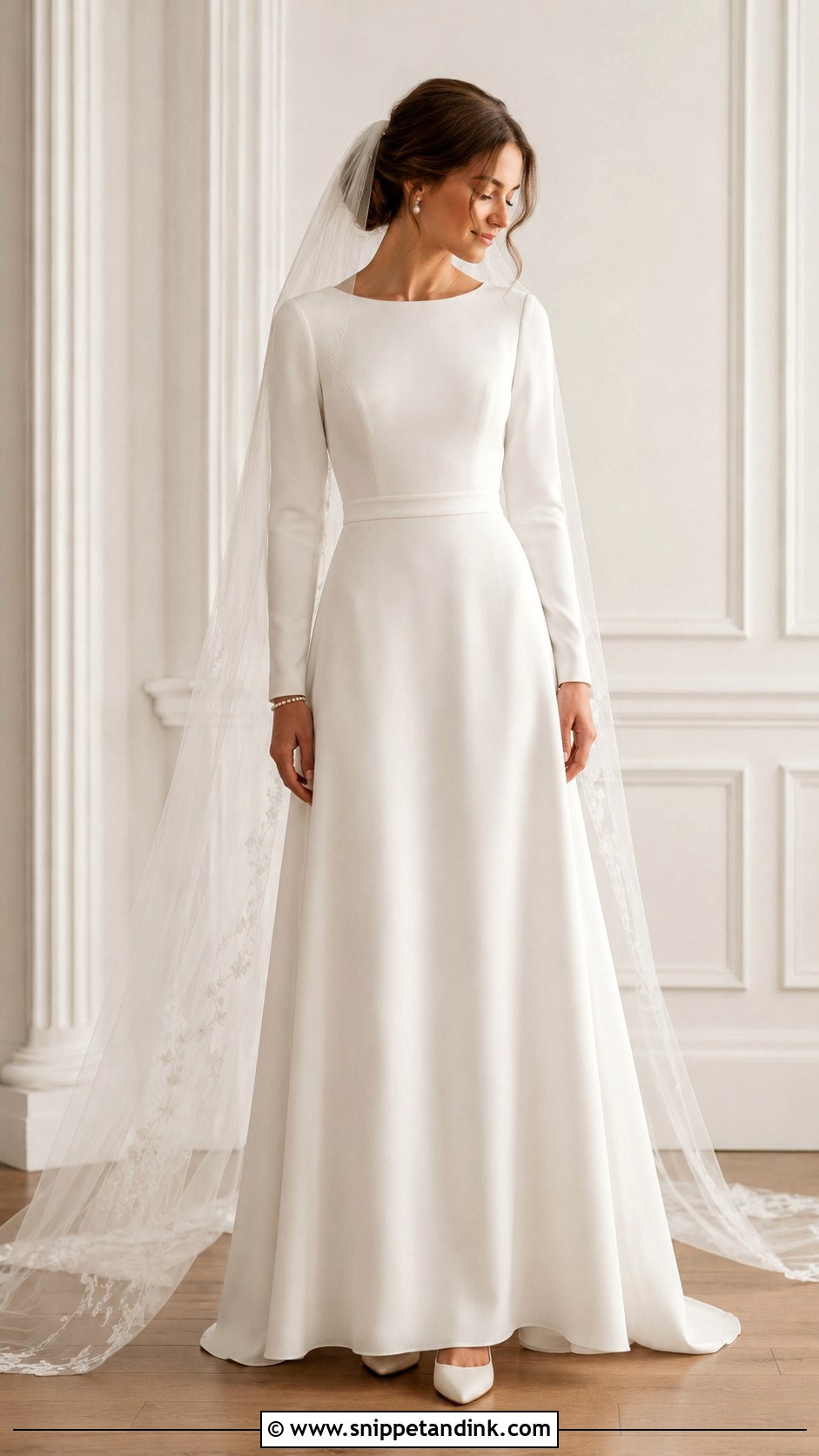 Modest A Line Wedding Gown With Sleeves - Snippet and Ink - 25 Modest Wedding Gowns