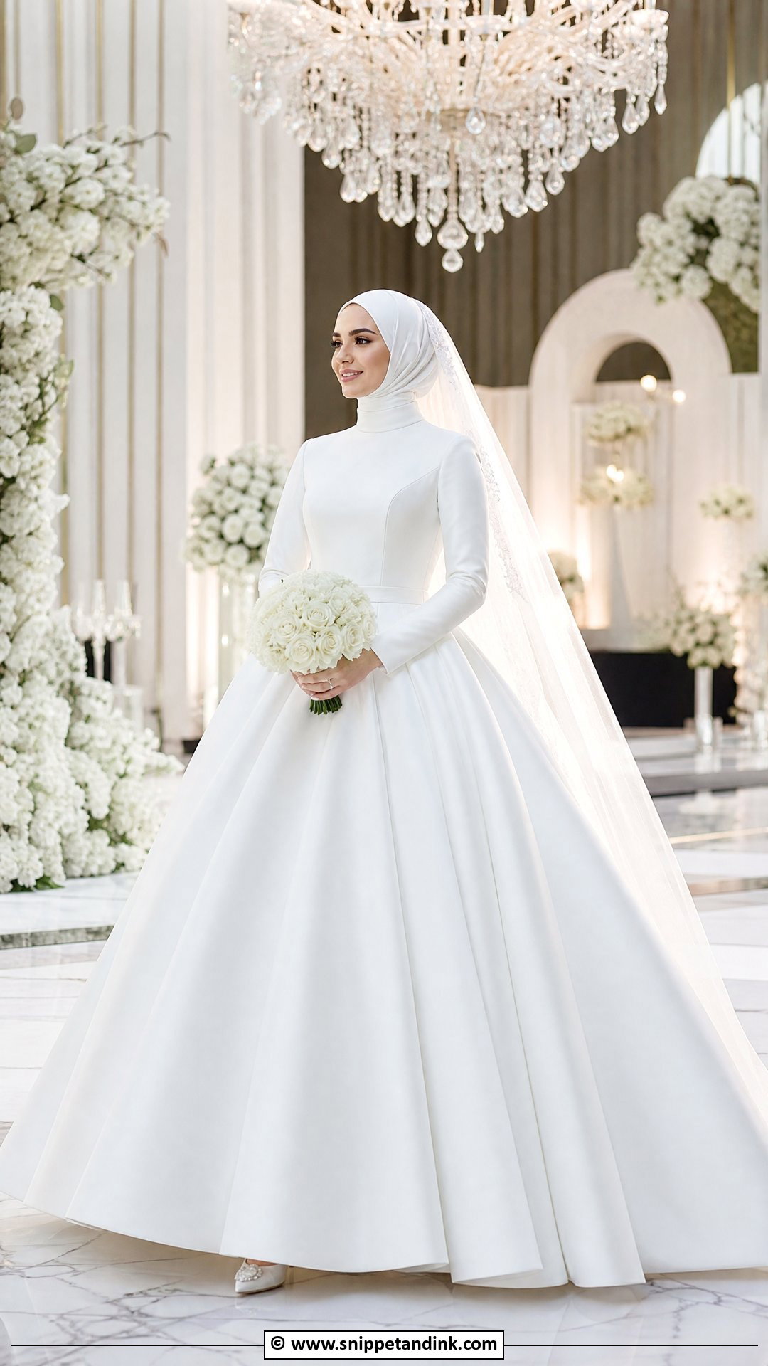 Modest Ball Gown Hijab Wedding Dress - Snippet and Ink - 35 Hijab Wedding Dresses