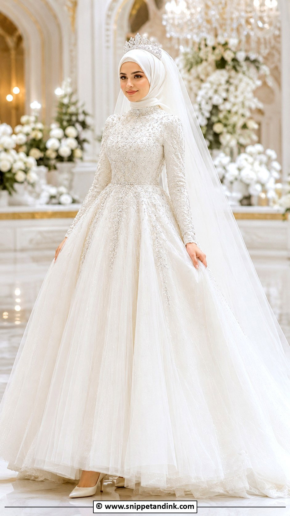 Modest Ball Gown Hijabi Wedding Dress - Snippet and Ink - 30 Hijabi Wedding Dress Ideas