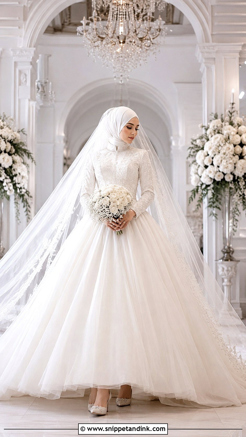 Modest Ball Gown Muslim Wedding Dress - Snippet and Ink - 25 Modern Muslim Wedding Dresses