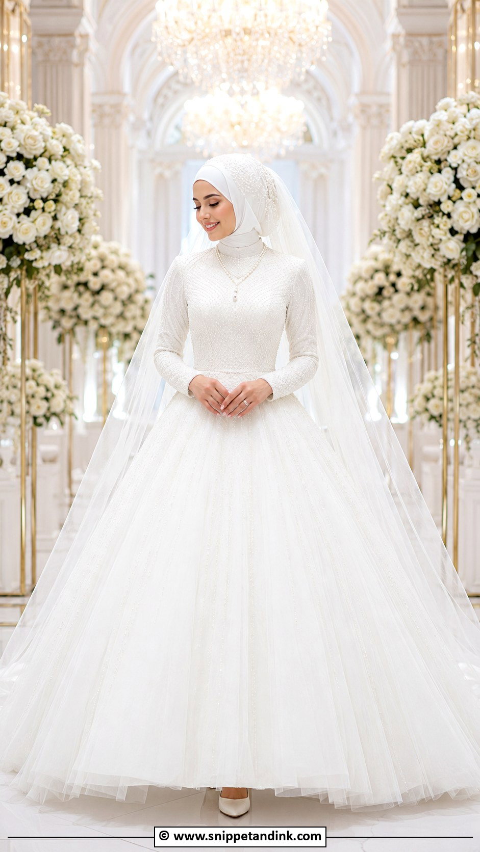 Modest Ball Gown Nikah Dress - Snippet and Ink - 30 Muslim Nikah Dresses