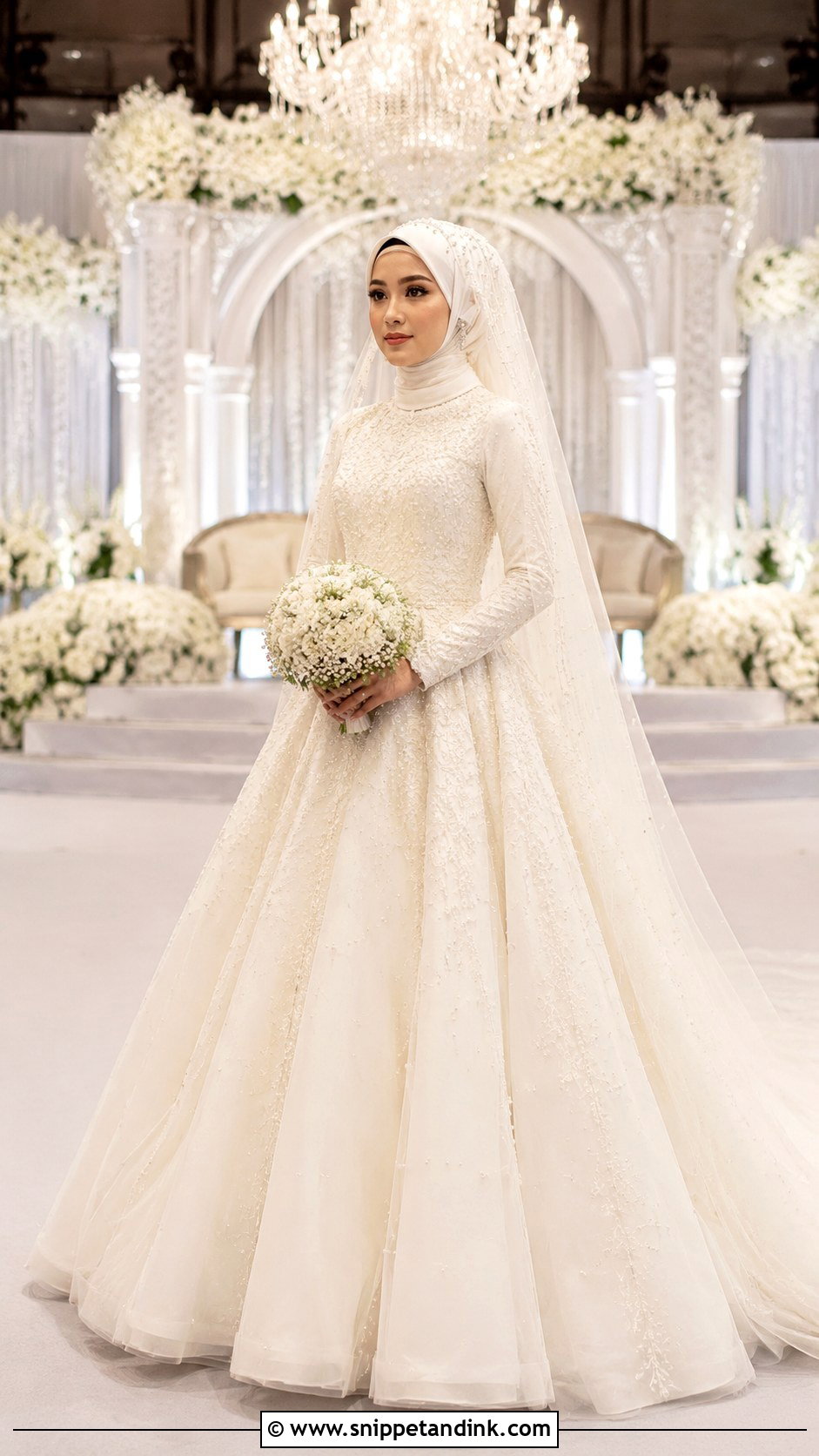 Modest Ball Gown Wedding Dress - Snippet and Ink - 20 Malaysian Muslim Wedding Dress Ideas