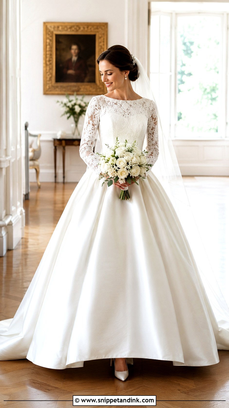 Modest Ball Gown Wedding Dress With Sleeves - Snippet and Ink - 20 Big Poofy Wedding Dresses