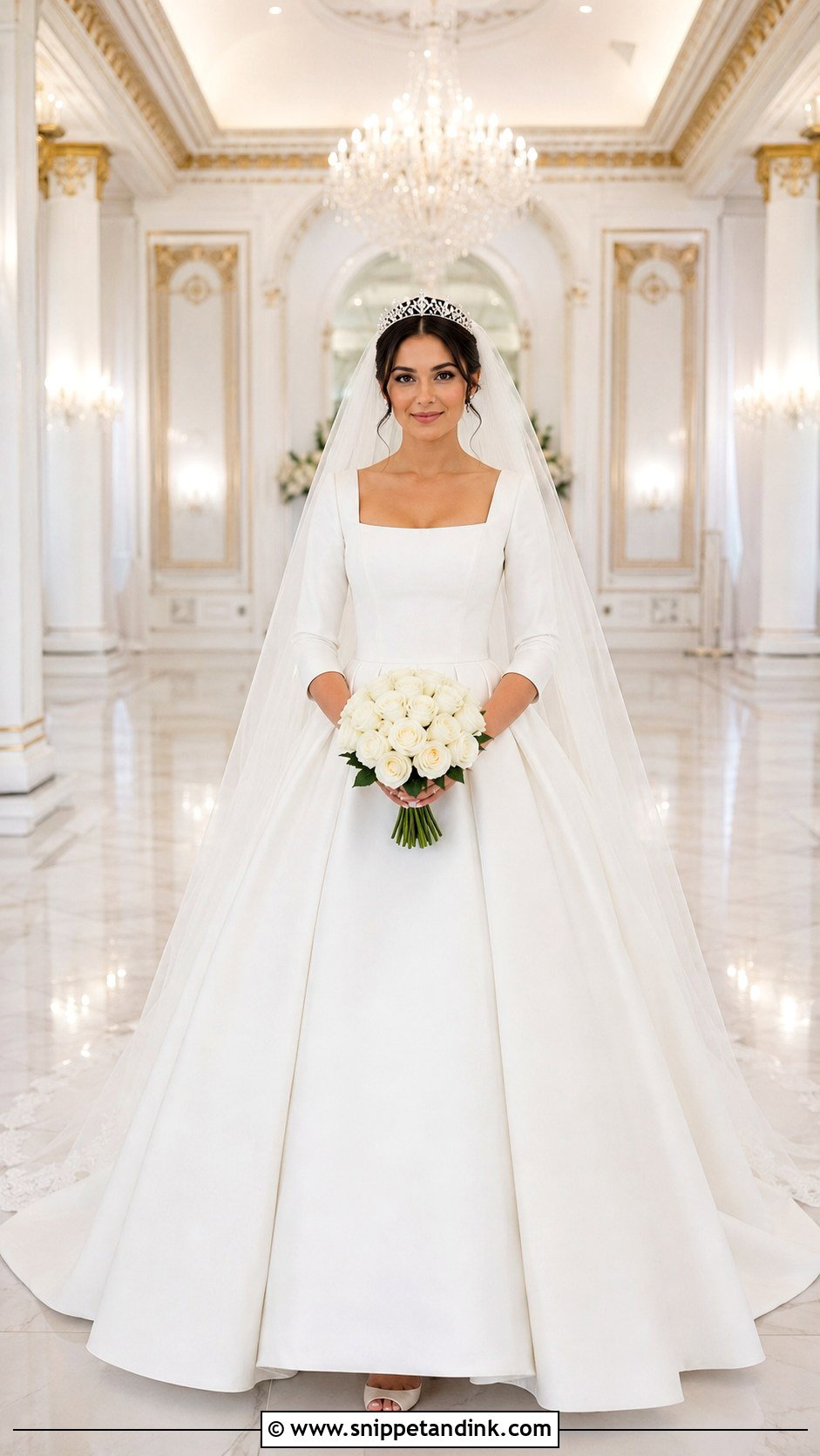 Modest Ball Gown Wedding Dress With Tiara - Snippet and Ink - 20 Decent Wedding Dresses