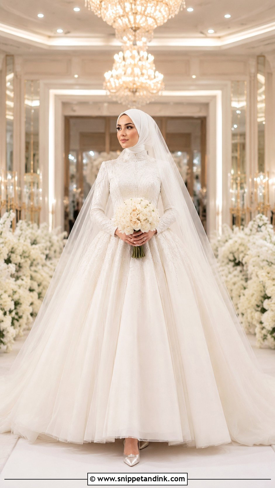 Modest Ball Gown With Hijab - Snippet and Ink - 25 Hijab Do Wedding Ideas