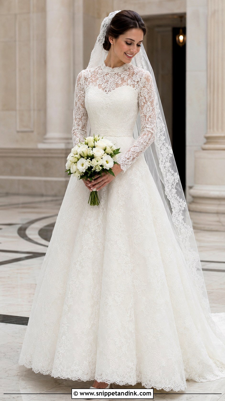 Modest Basque Waist Lace Wedding Dress - Snippet and Ink - 20 Basque Waist Lace Wedding Dress Ideas