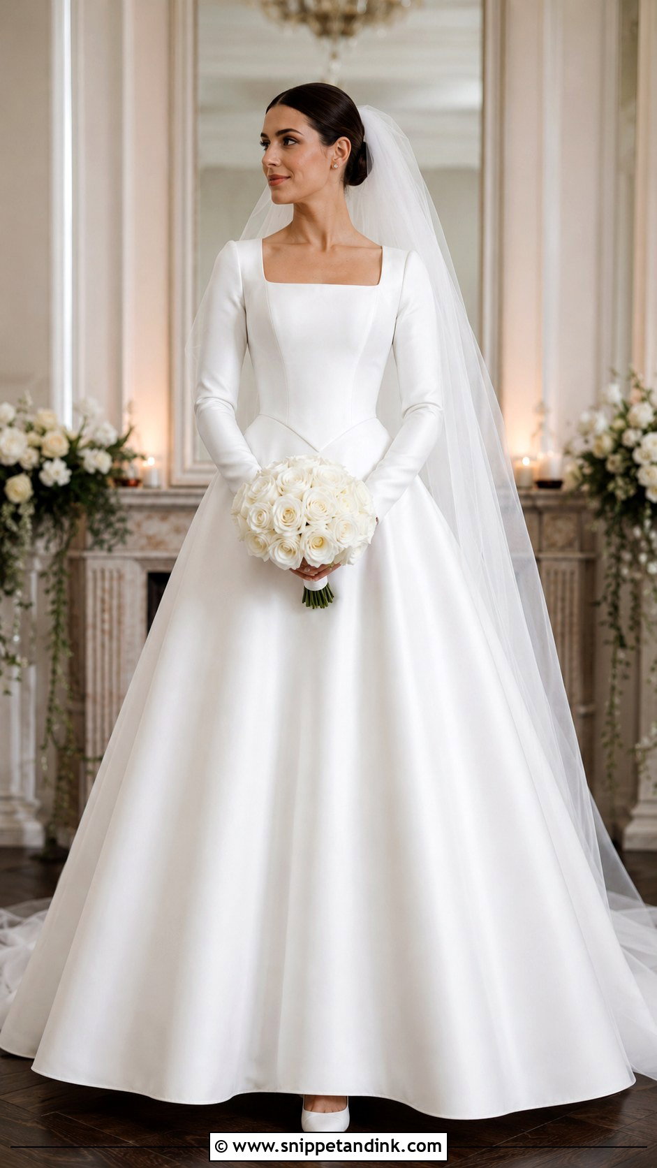 Modest Basque Waist Wedding Dress - Snippet and Ink - 20 Modest Long Sleeve Wedding Dress Ideas