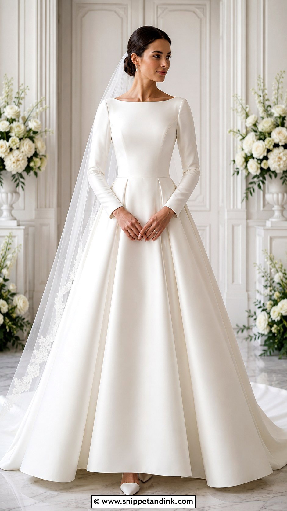 Modest Bateau Neck Bridal Gown - Snippet and Ink - 30 Modest Bridal Gowns