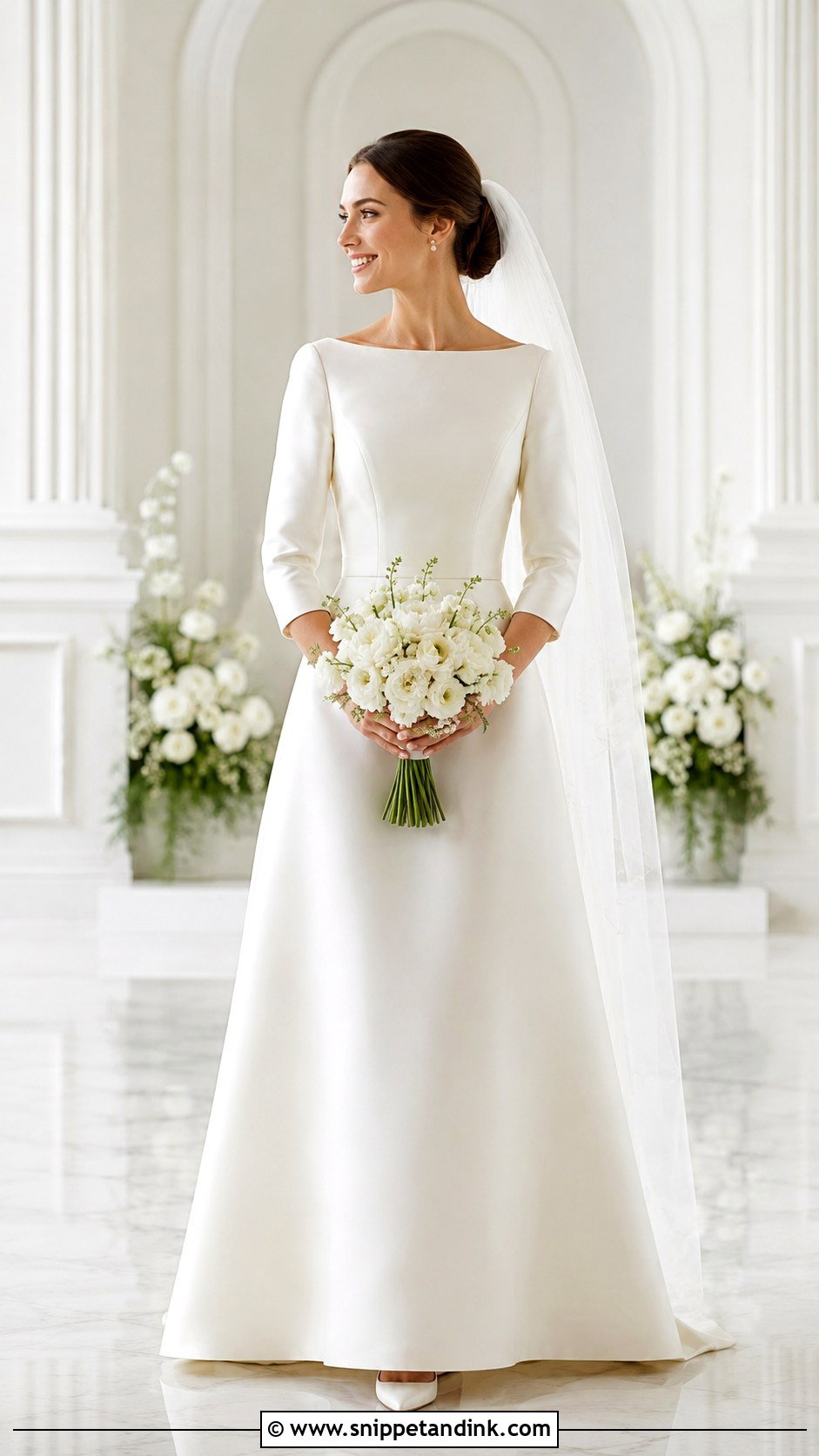 Modest Bateau Neck Wedding Dress - Snippet and Ink - 25 Modest Bride Dress Ideas