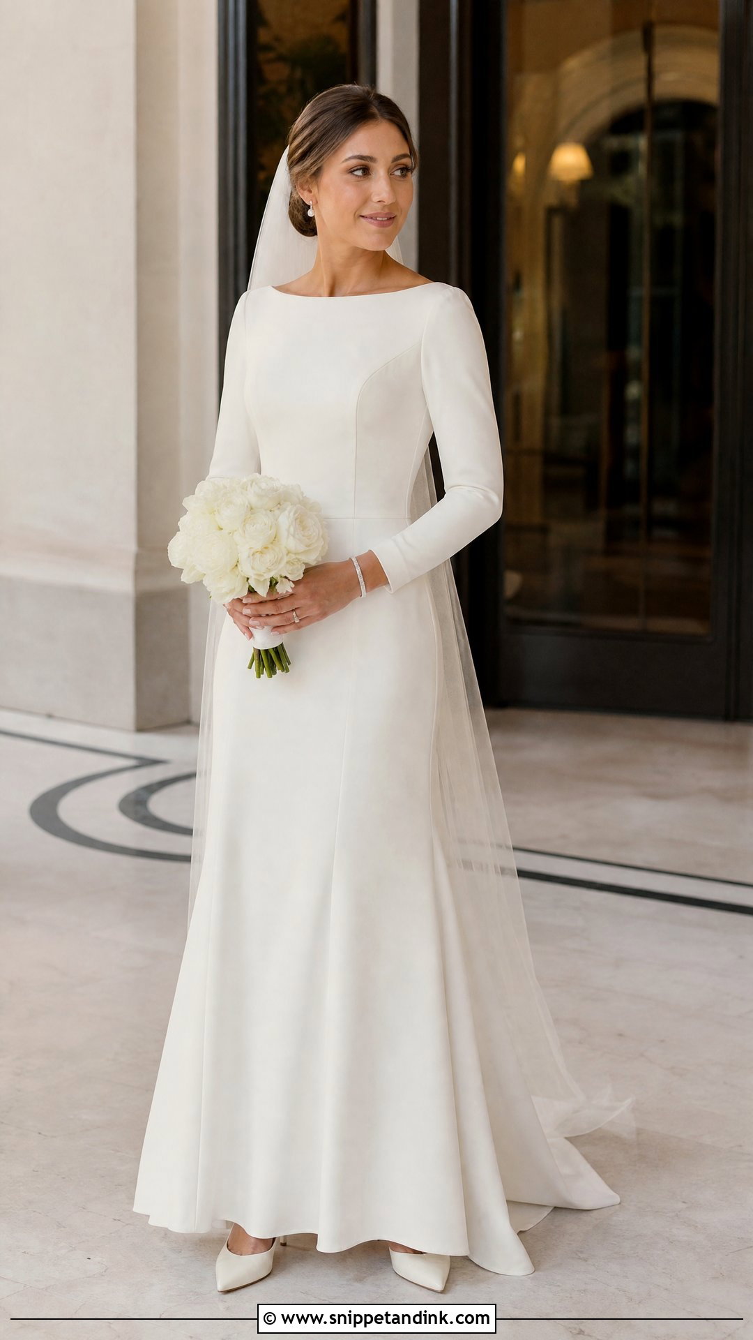 Modest Bateau Winter Wedding Dress With Sleeves - Snippet and Ink - 20 Winter Wedding Dress with Sleeves