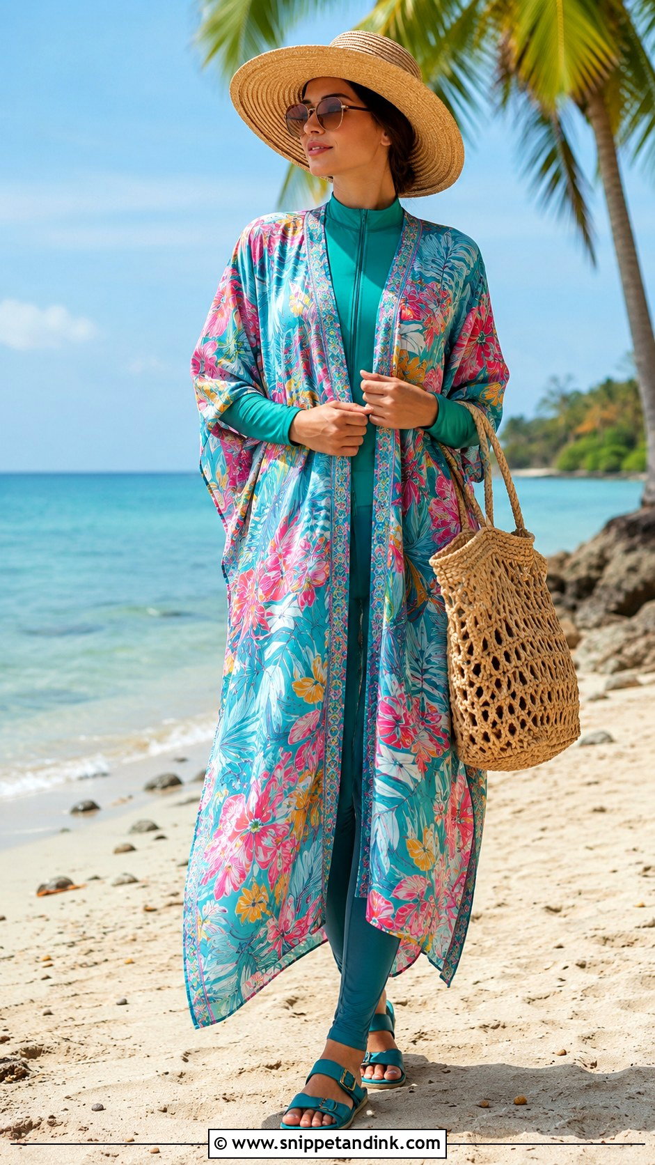Modest Beach Honeymoon Kaftan Outfit - Snippet and Ink - 20 Modest Honeymoon Outfits