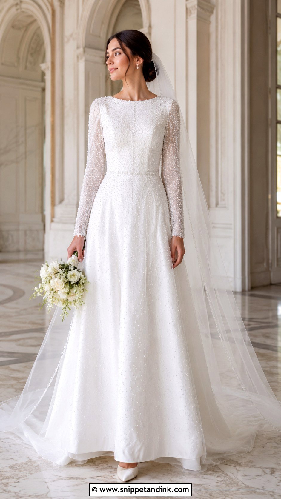 Modest Beaded Bridal Gown - Snippet and Ink - 20 Beaded Bridal Gown Ideas