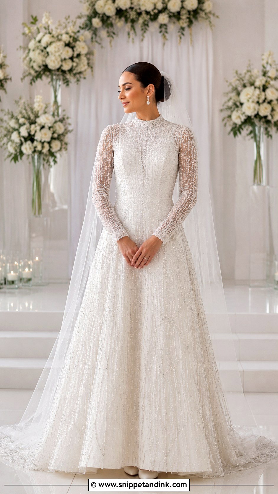 Modest Beaded Wedding Dress - Snippet and Ink - 20 Bling Wedding Dresses