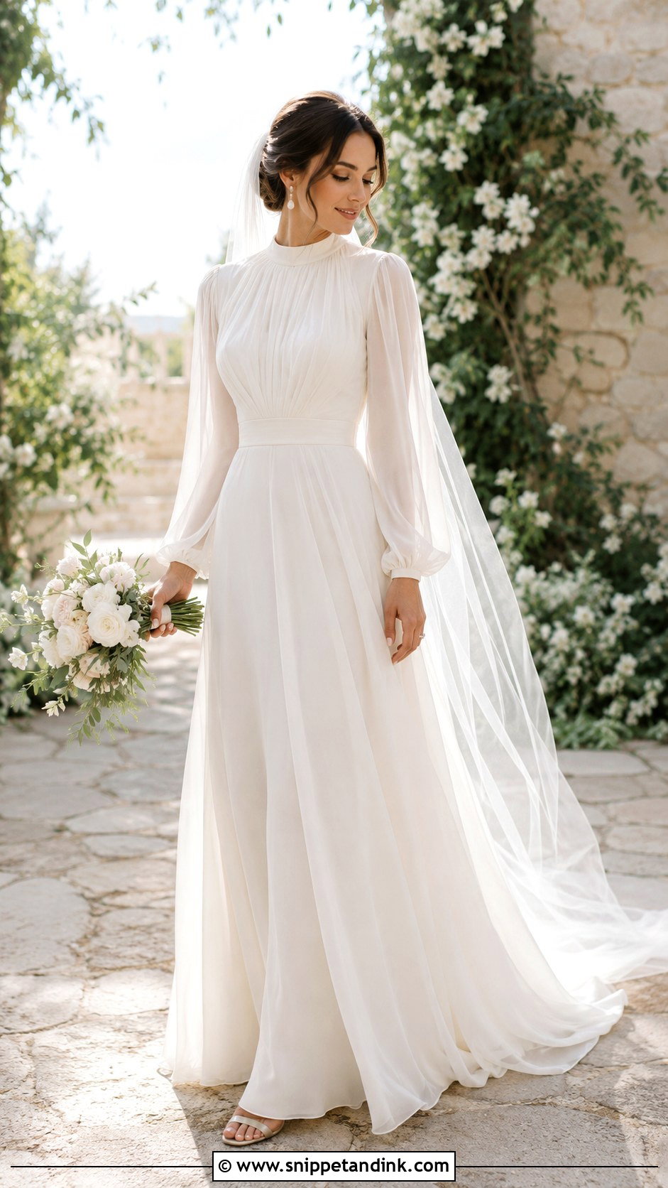 Modest Bishop Sleeve Bridal Gown - Snippet and Ink - 30 Modest Bridal Gowns