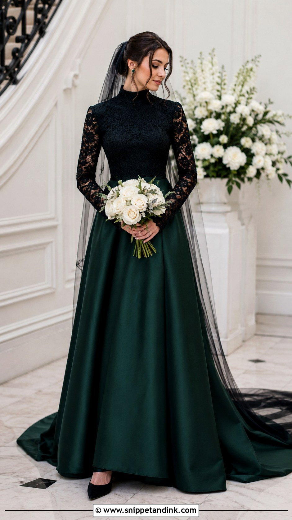 Modest Black and Green Wedding Dress - Snippet and Ink - 20 Black and Green Wedding Dress Ideas