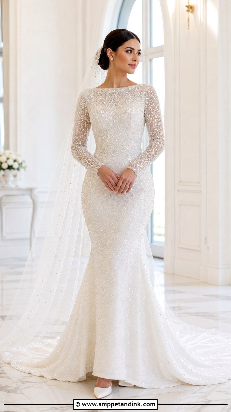 Modest Bling Mermaid Wedding Dress - Snippet and Ink - 20 Mermaid Bling Wedding Dresses