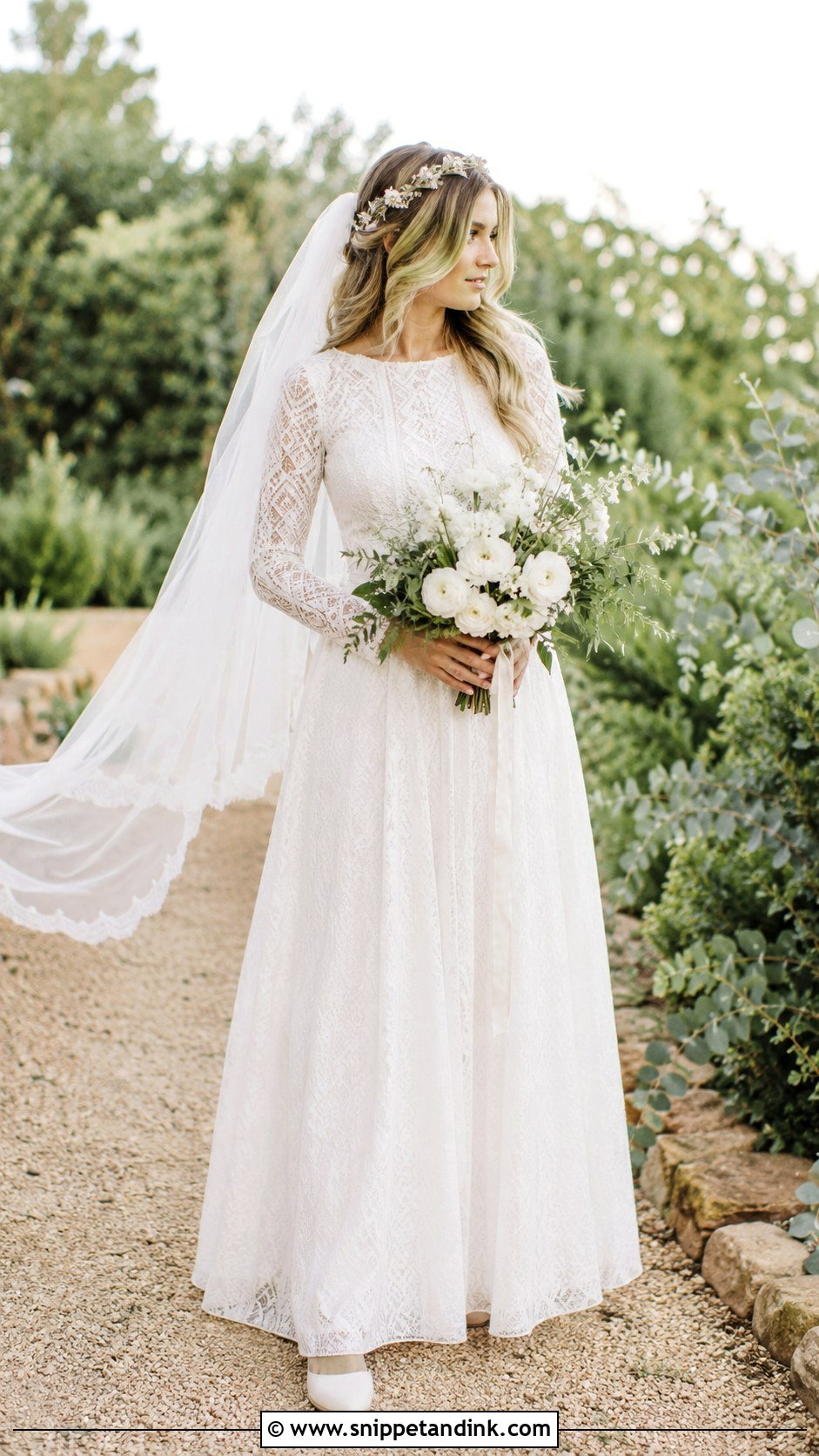 Modest Boho Lace Wedding Dress - Snippet and Ink - 20 Modest Long Sleeve Wedding Dress Ideas