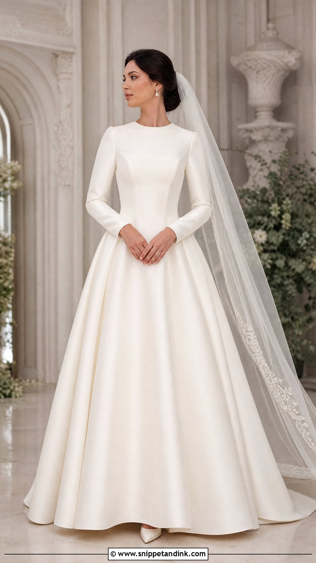 Modest Bridal Dress With Basque Waist - Snippet and Ink - 25 Modest Bridal Dresses