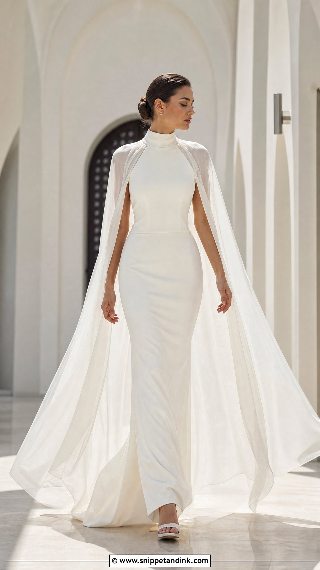 Modest Bridal Dress With Cape - Snippet and Ink - 25 Modest Bridal Dresses