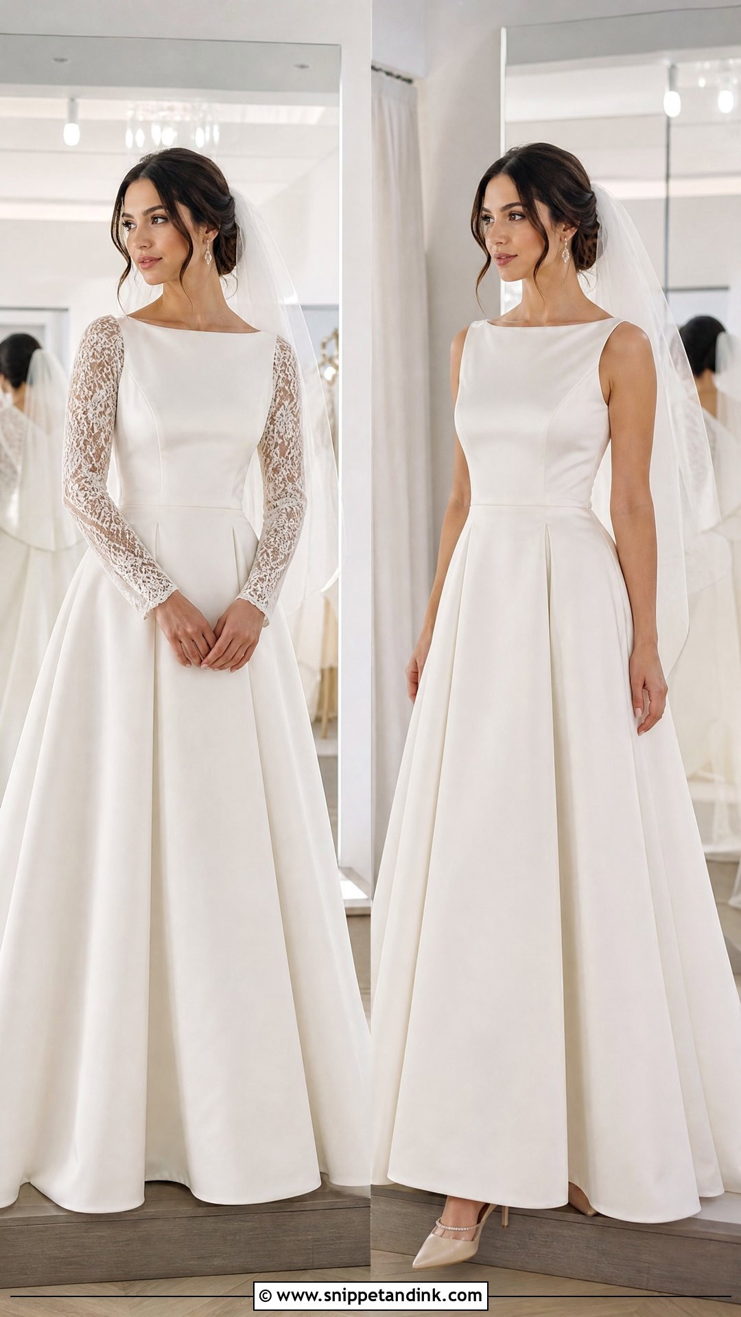 Modest Bridal Dress With Detachable Sleeves - Snippet and Ink - 25 Modest Bridal Dresses