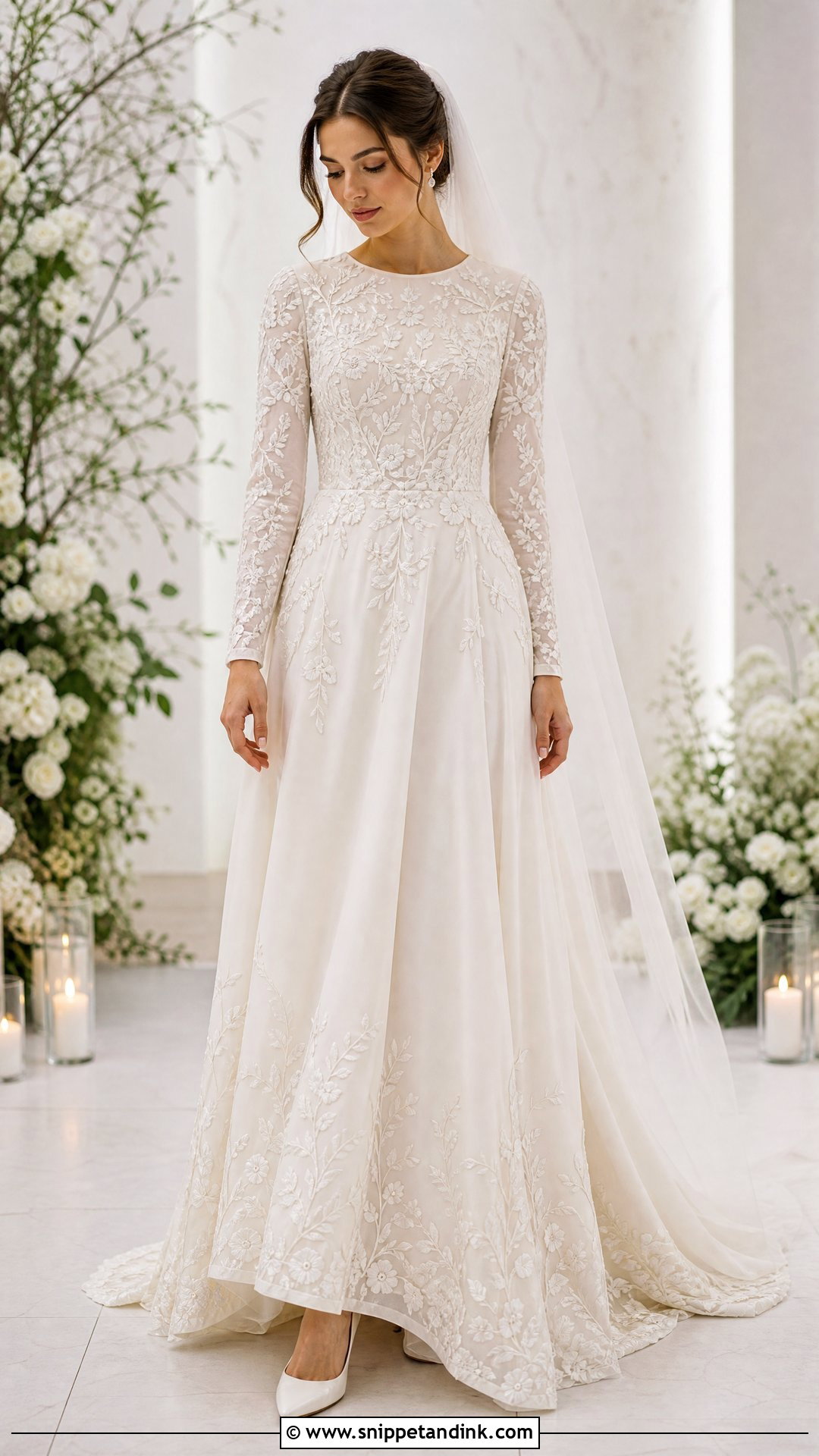 Modest Bridal Dress With Embroidery - Snippet and Ink - 25 Modest Bridal Dresses