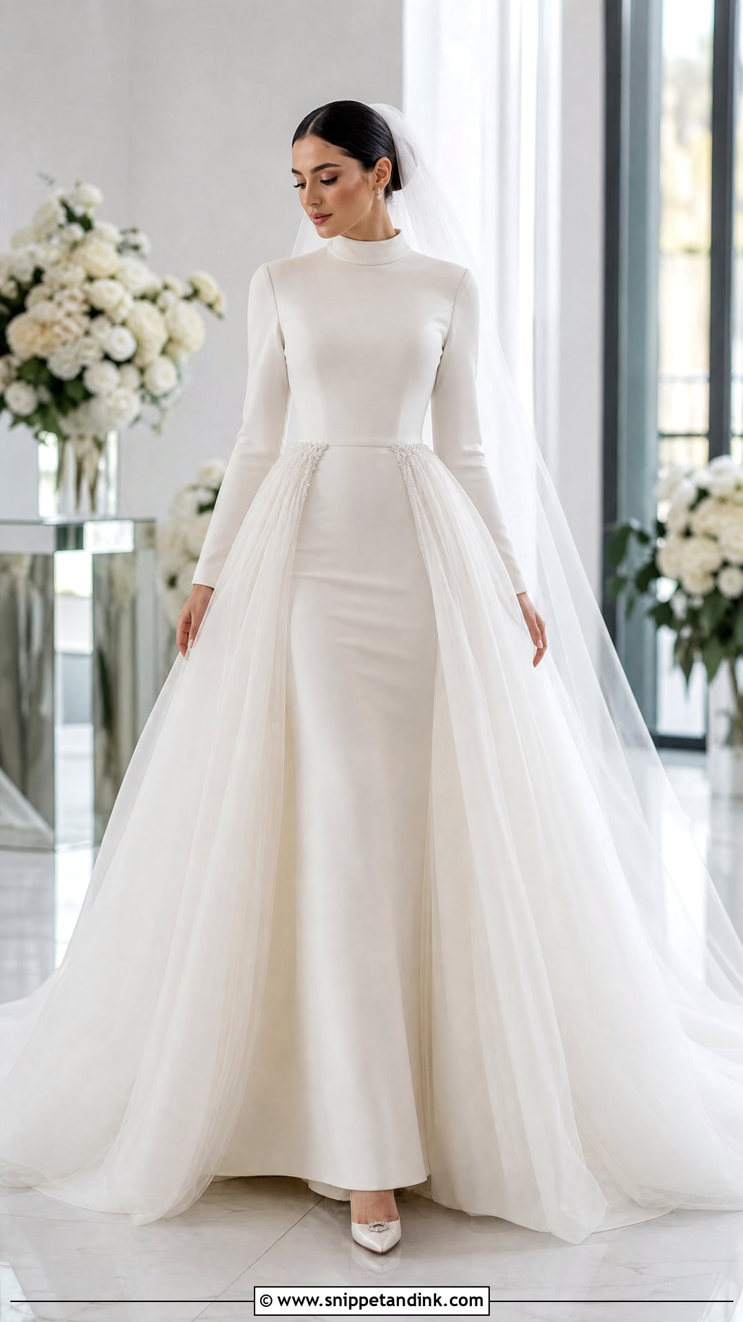 Modest Bridal Dress With Overskirt - Snippet and Ink - 25 Modest Bridal Dresses