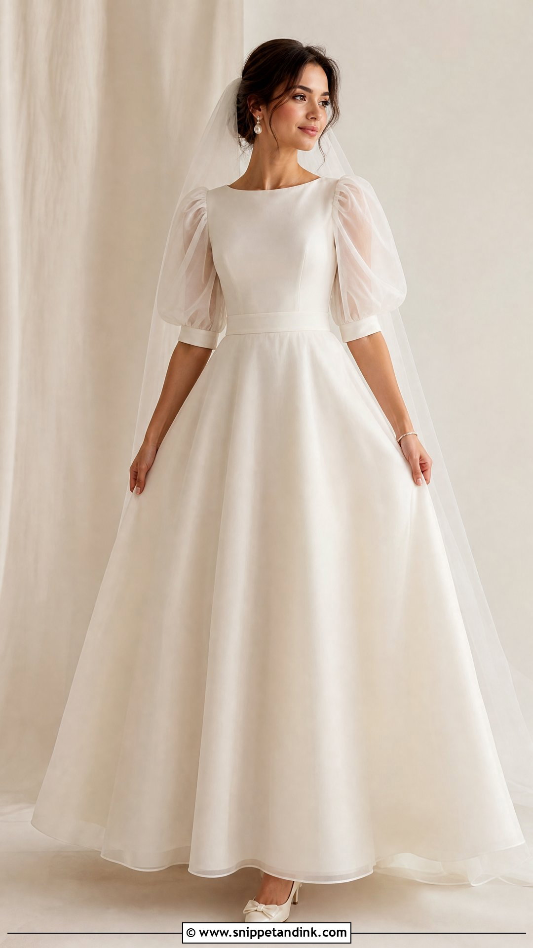 Modest Bridal Dress With Puff Sleeves - Snippet and Ink - 25 Modest Bridal Dresses