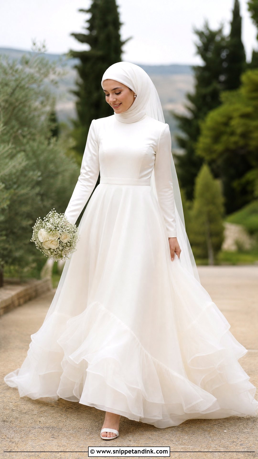 Modest Bridal Dress With Ruffle Hem - Snippet and Ink - 25 Modest Bridal Dresses