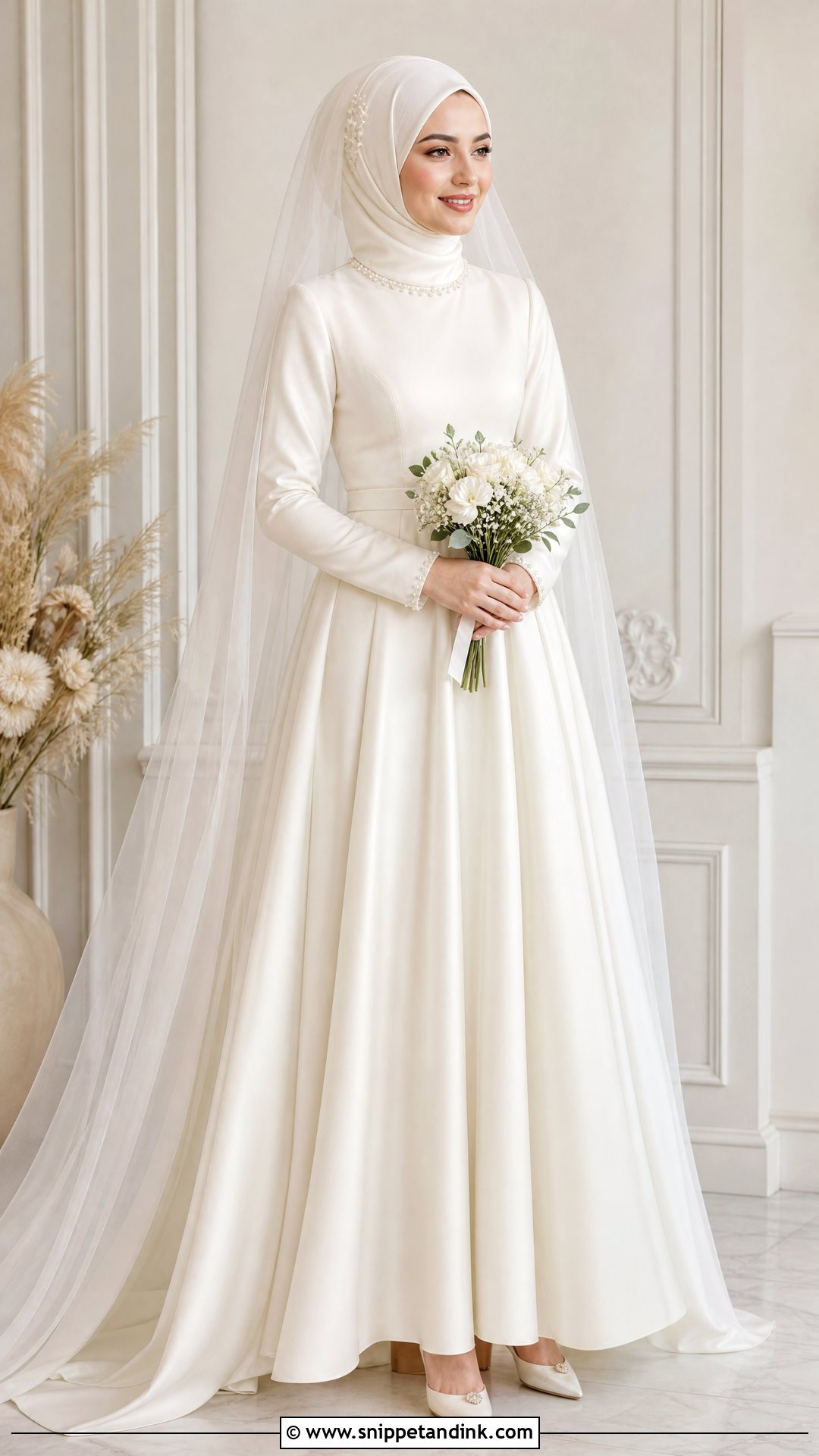 Modest Bridal Dress With Silk Hijab - Snippet and Ink - 25 Modest Bridal Dresses