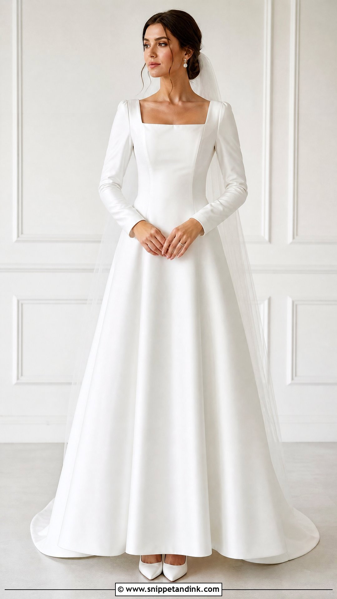 Modest Bridal Dress With Square Neck - Snippet and Ink - 25 Modest Bridal Dresses