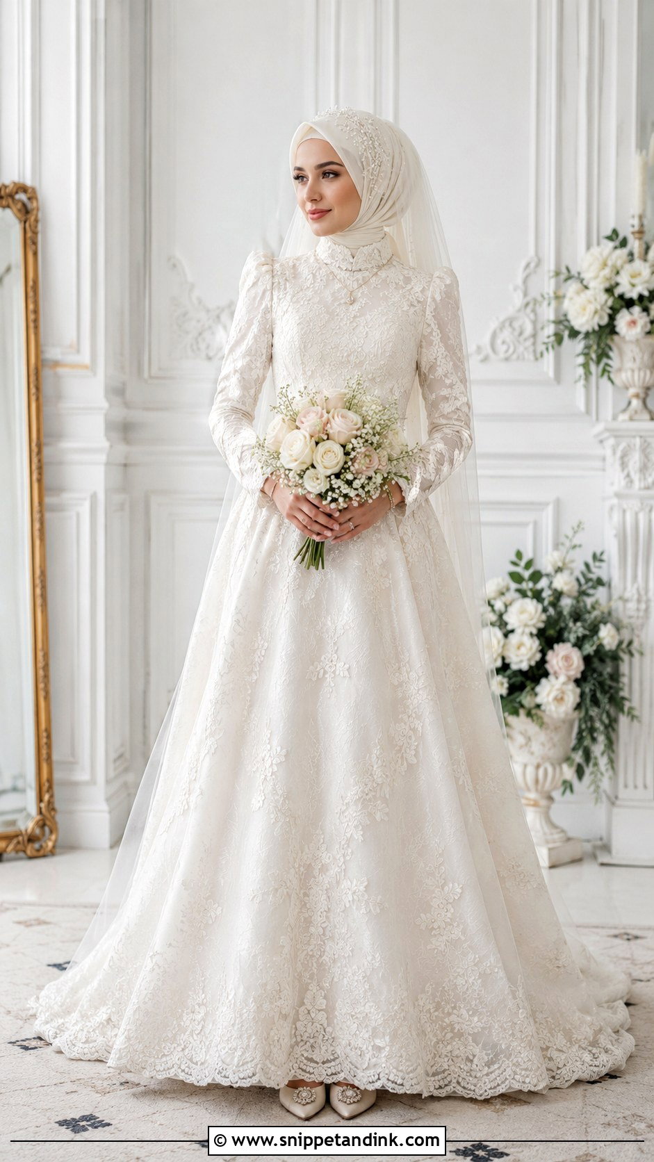 Modest Bridal Gown With Hijab - Snippet and Ink - 25 Gown with Hijab Ideas