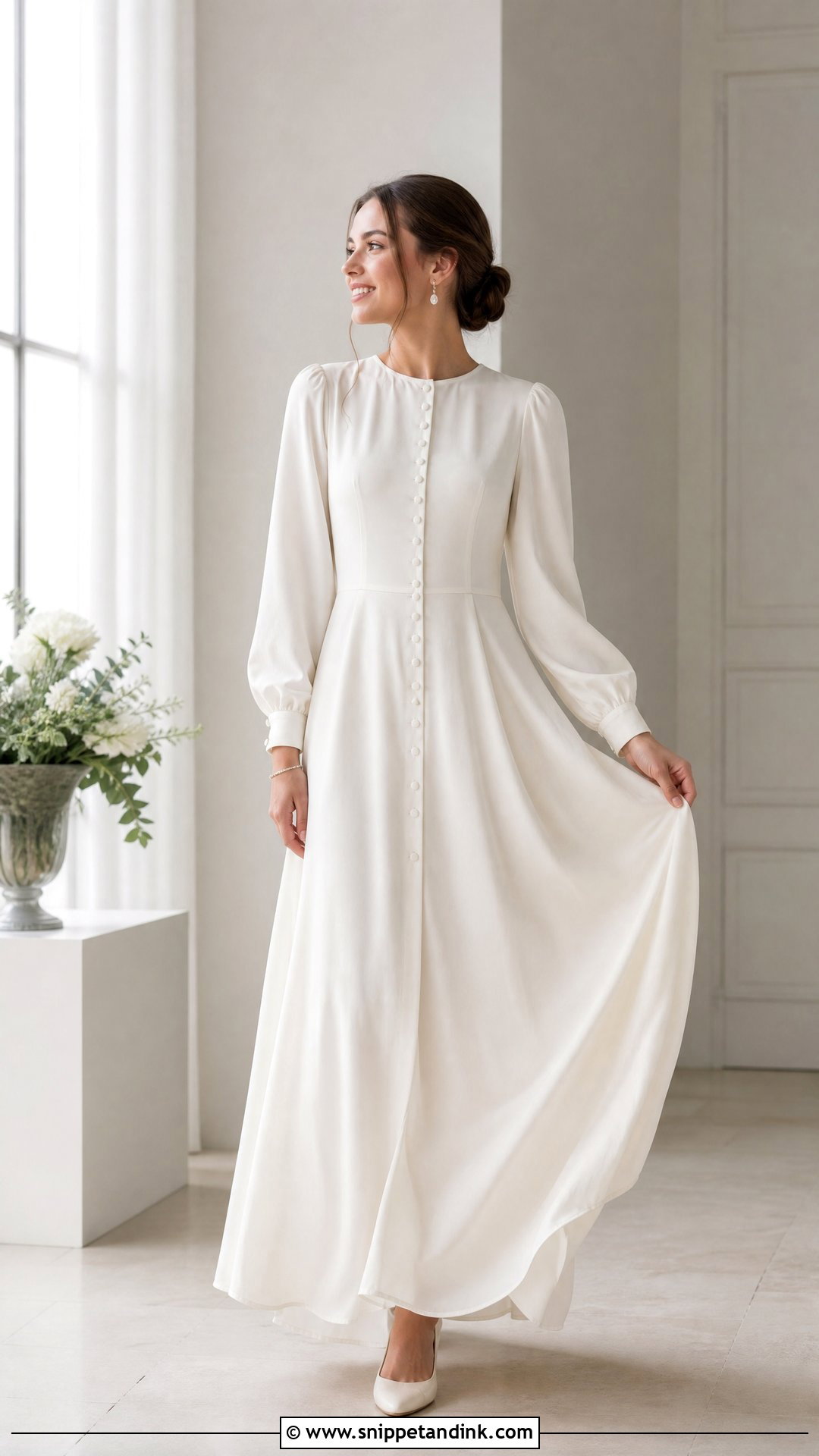 Modest Bridal Prep Maxi Dress With Closed Toe Flats - Snippet and Ink - 20 Bridal Prep Dress Ideas