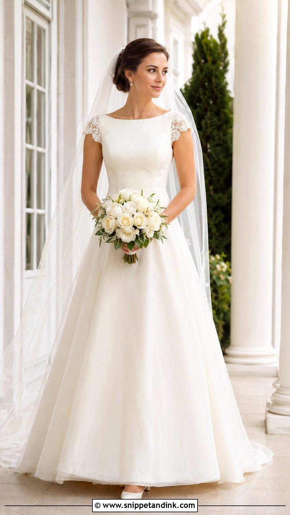 Modest Cap Sleeve June Wedding Dress - Snippet and Ink - 20 June Wedding Dress Ideas